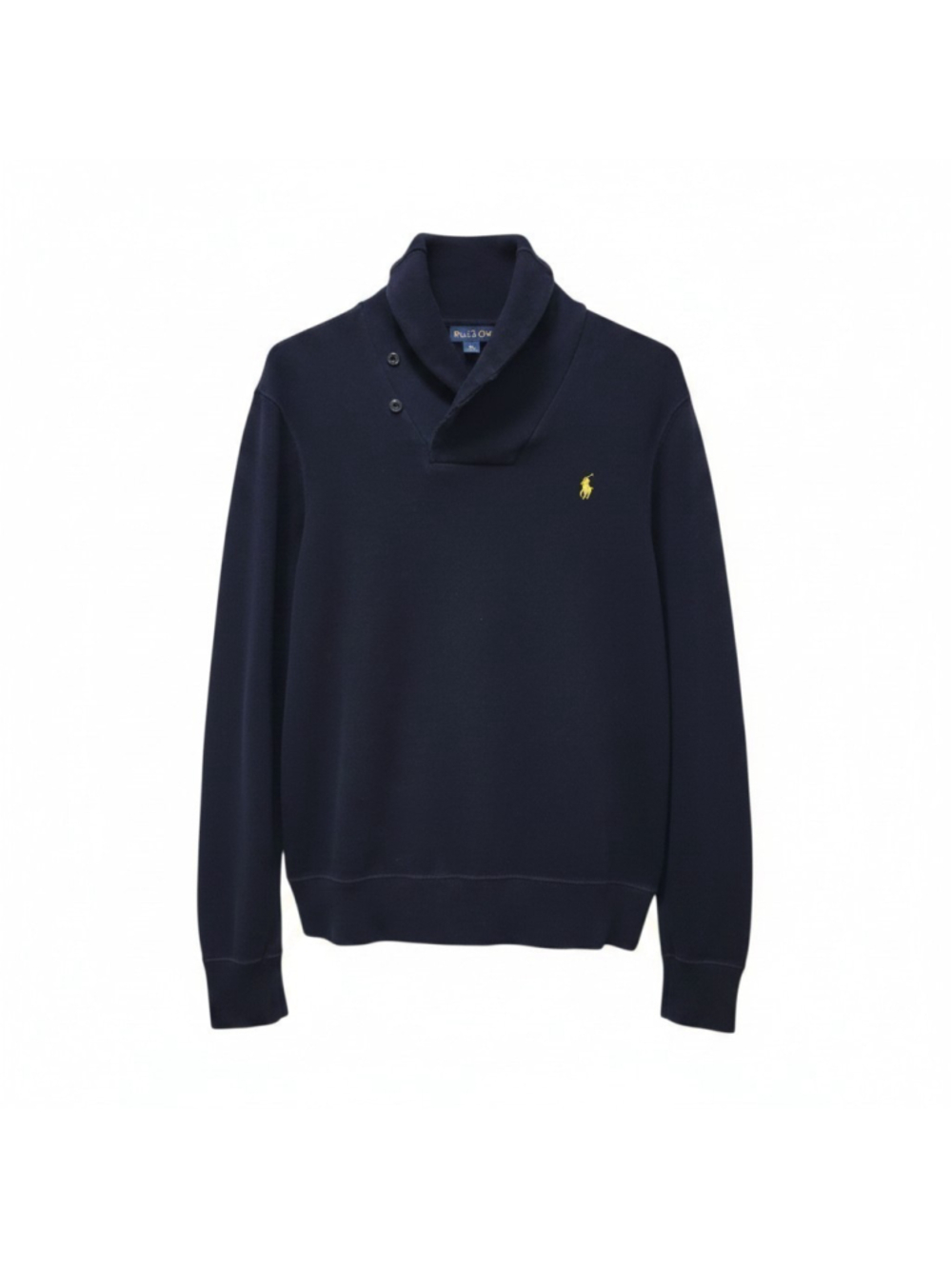 Polo Ralph Lauren Men's Blue Quarter-Button Cowl Neck Long-Sleeves Sweater Large